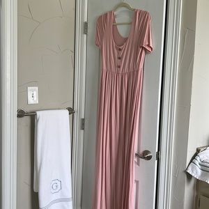 Pink blush faux button down maxi dress never worn